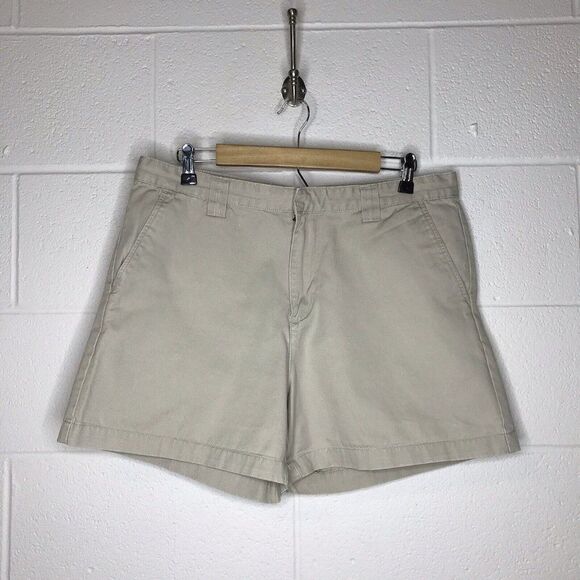 Calvin Klein Jeans Womens Shorts Khaki Beige Chino Flat Front Slash Pocket Sz 14 - Picture 7 of 12